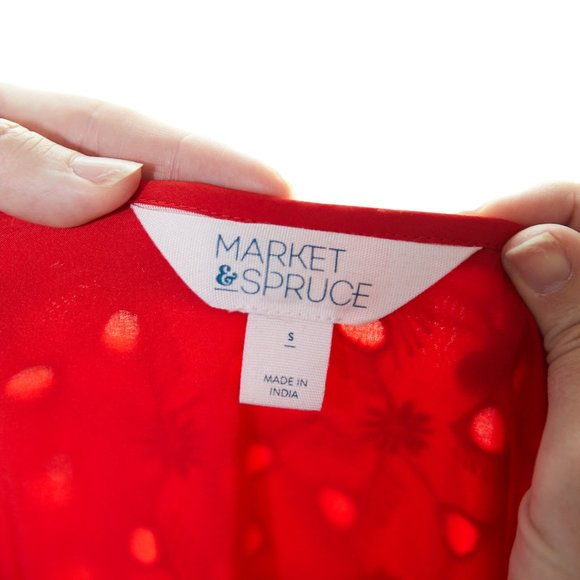 Market & Spruce Alexandrine Eyelet Dress Size Small Red - Picture 5 of 5